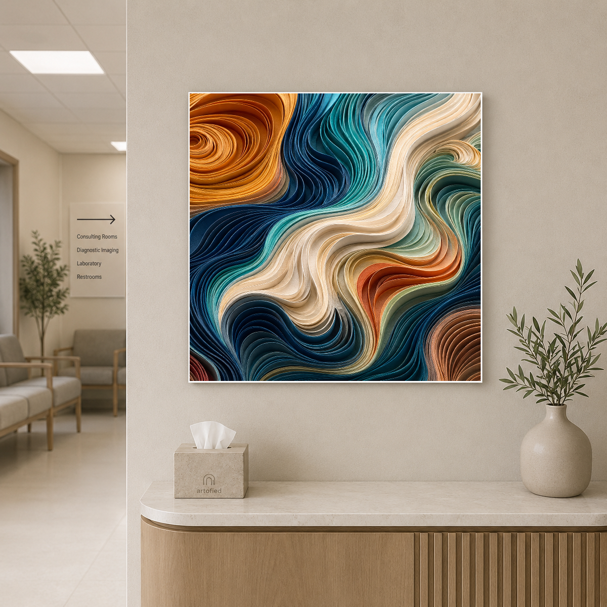 Liquid Reverie: Flowing Currents – Gold swirls through shifting ocean depths – Premium Metal Poster - Artofied