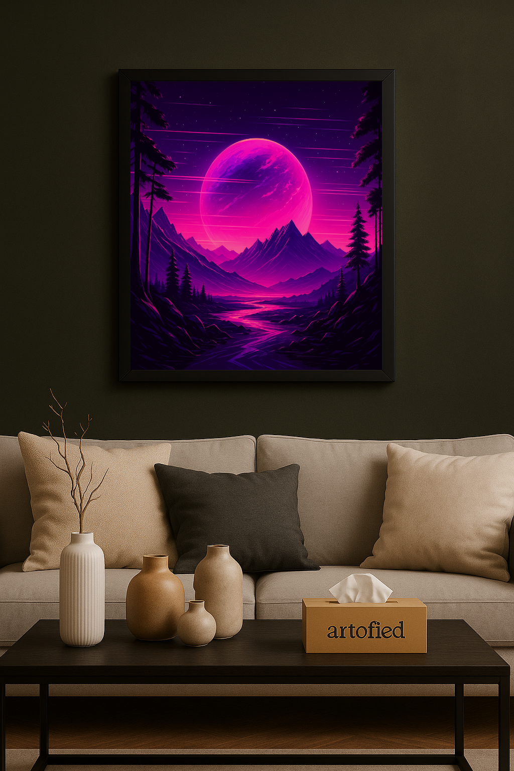 Violet Eclipse — A Window Into the Unusual Calm – Framed Metal Wall Art