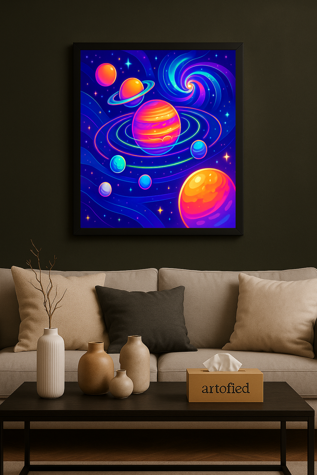Aurora Veins – Light Flowing Through Space – Framed Metal Wall Art