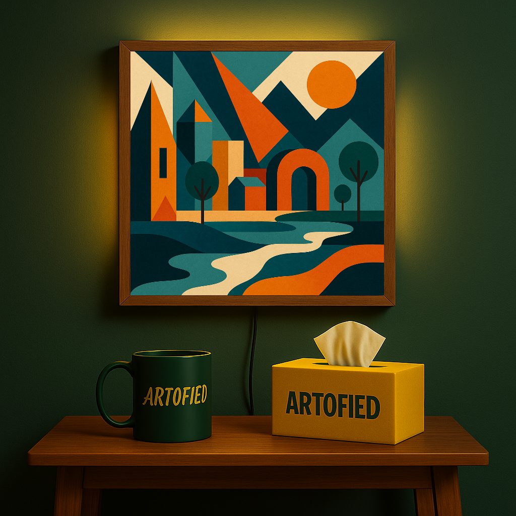 Celestial Shoreline – Where Night Meets Water – Acrylic Glowing Frame