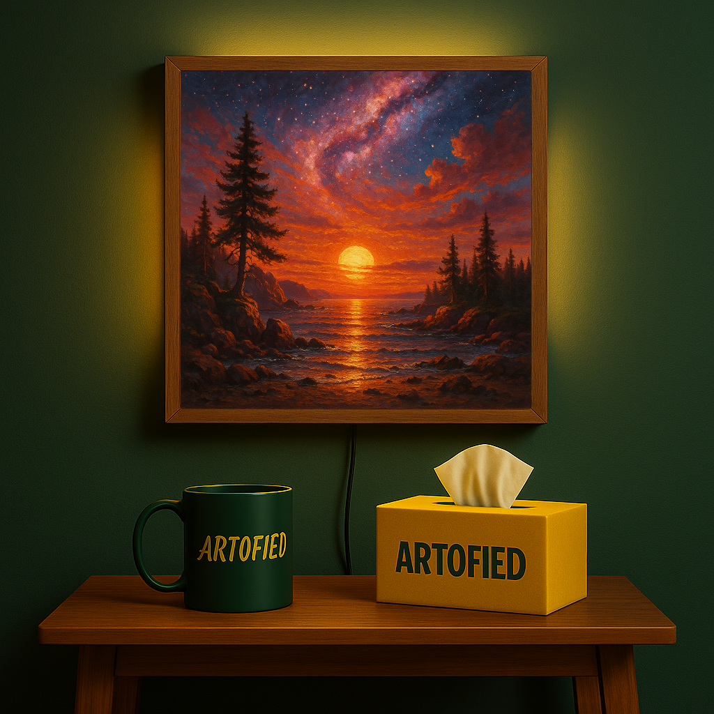 Sunset Ember Tree – Quiet Glow for Evening Walls – Photo Frame Wall Lamp