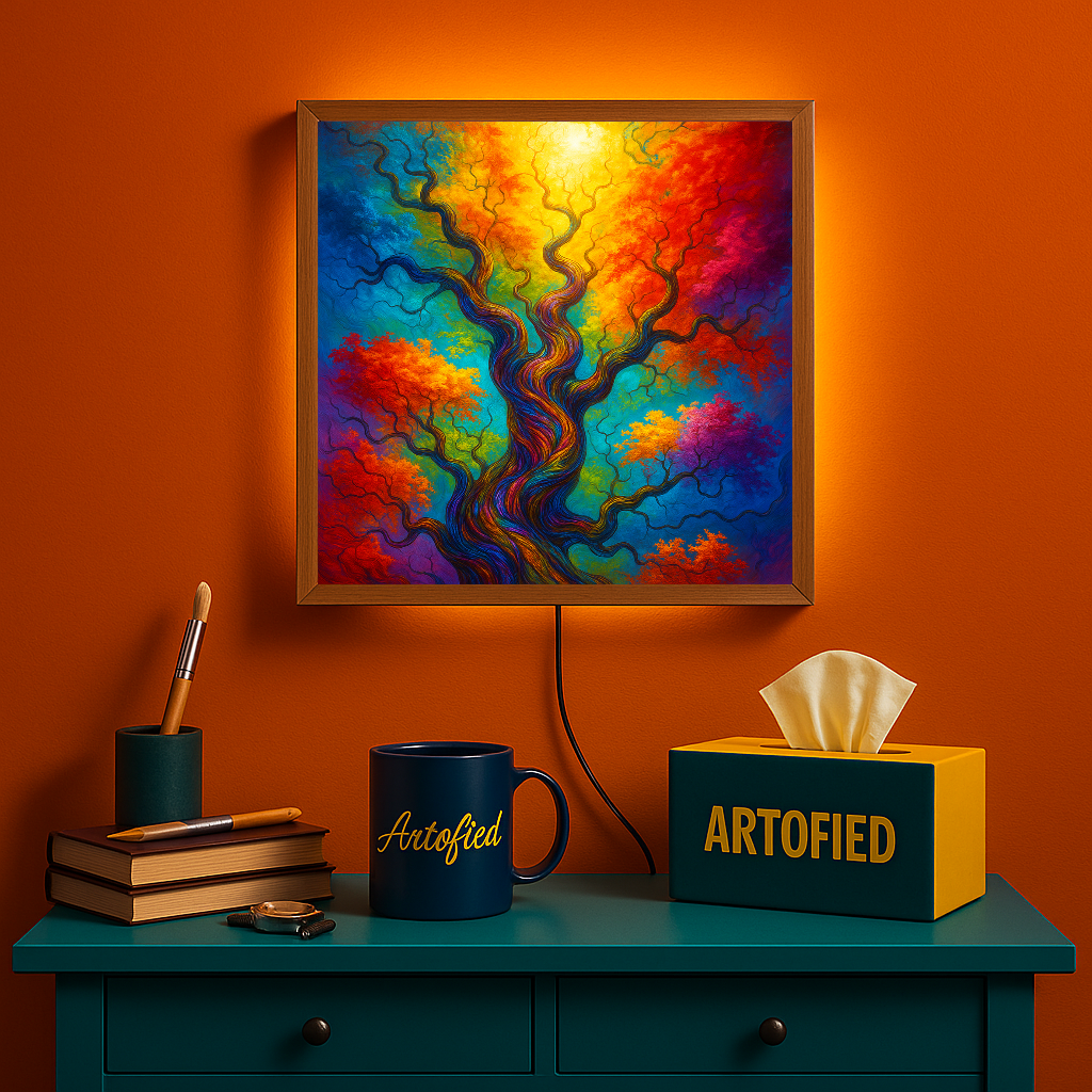 Eternal Circuit – Futuristic Calm for Modern Walls – Acrylic Glowing Frame