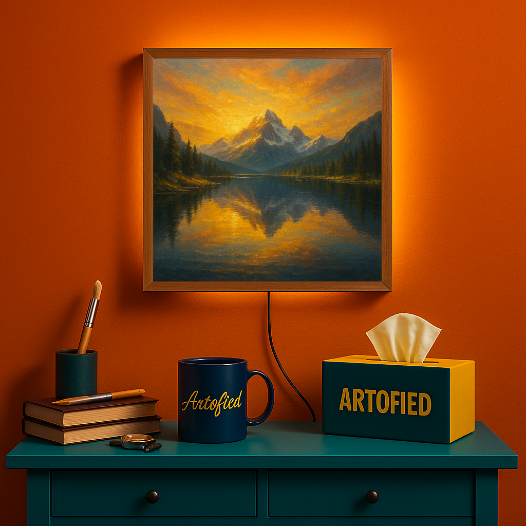 Velvet Orbit – A Calm Cosmic Statement Piece – Acrylic Glowing Frame