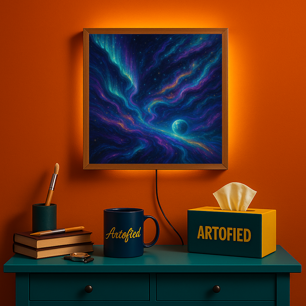 Emerald Nightfall – A Soft Storm of Color – Acrylic Glowing Frame