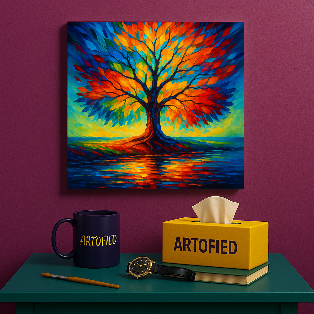 The Radiant Tree — A Burst of Color for Quiet Spaces – Premium Metal Poster