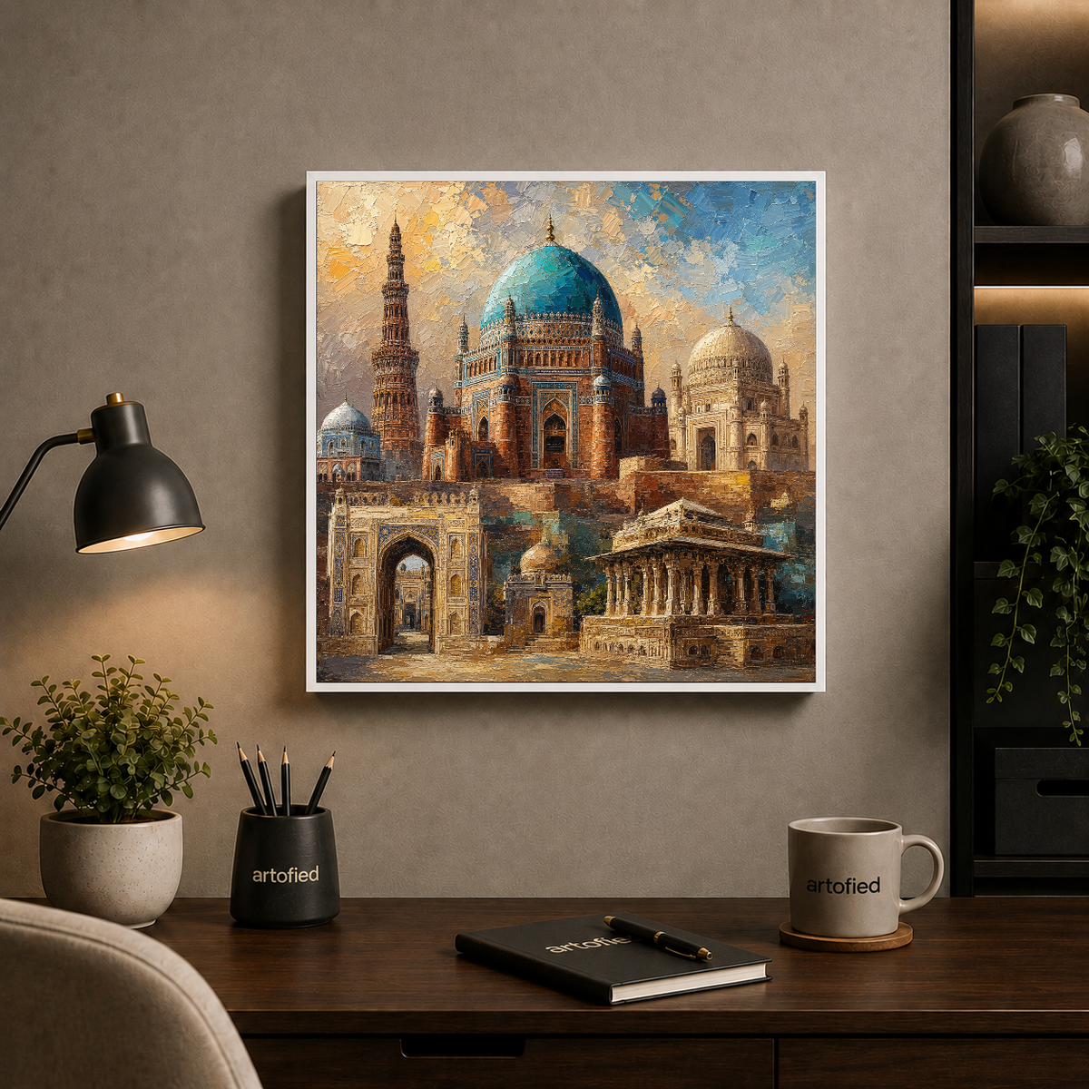 Timeless Architectural Heritage Composition – Warm light on ancient stone and tile – Framed Metal Poster - Artofied