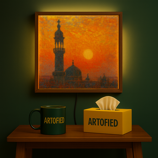 When the Day Learns to Breathe — Sunset Over the Mosque – Photo Frame Wall Lamp