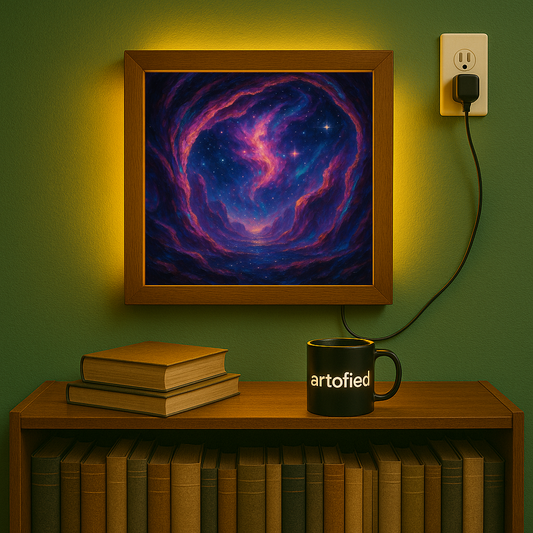 Dawn Circuit – First Light in a Digital Dream – Acrylic Glowing Frame