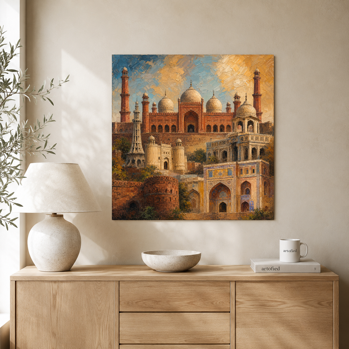 Badshahi Mosque & Lahore Fort – Timeless majesty bathed in golden light – Premium Metal Poster - Artofied