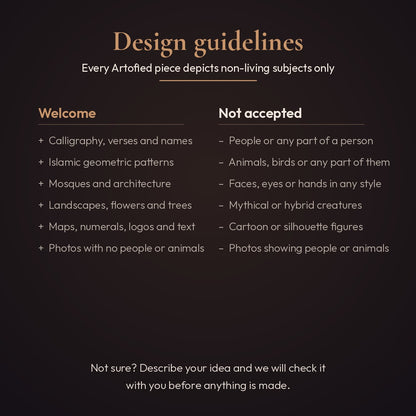 Artofied custom design guidelines: non-living subjects only