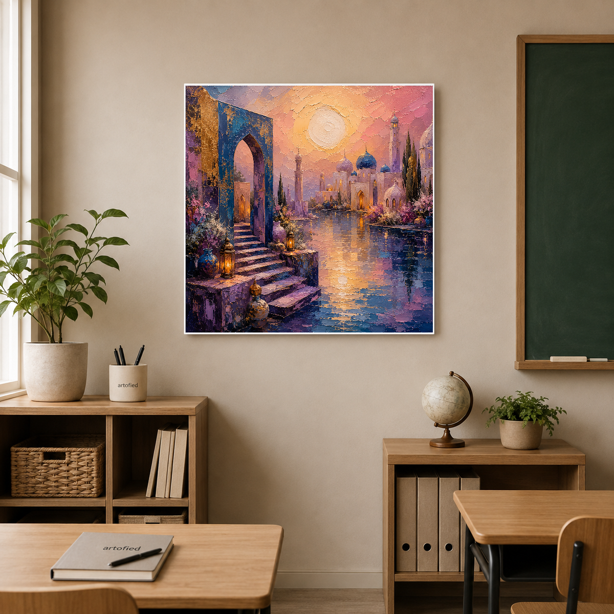 Eastern Gateway at Golden Hour – Amber light glows through ancient stone – Premium Metal Poster - Artofied