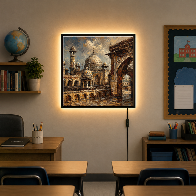 Golden Mosque at Dawn – Acrylic LED Wall Art