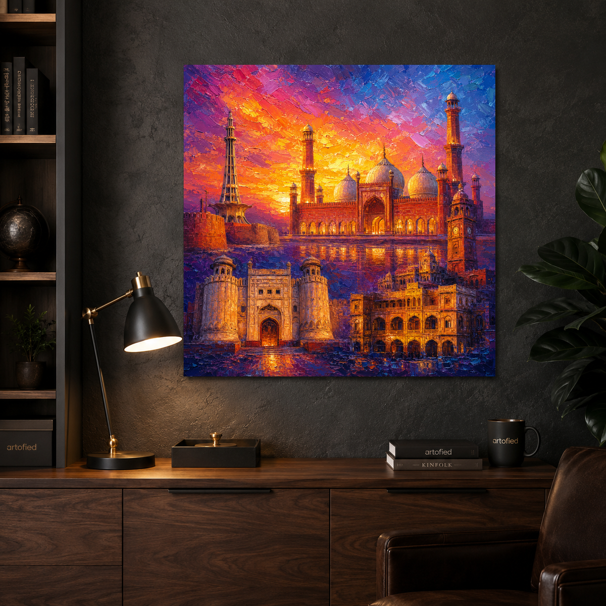 Golden Sunset Over Sacred Waters – Where tradition meets transcendent light – Premium Metal Poster - Artofied