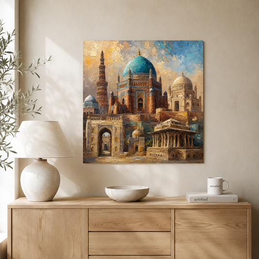 Imperial Palaces of the East – Where heritage glows with timeless grandeur – Premium Metal Poster - Artofied