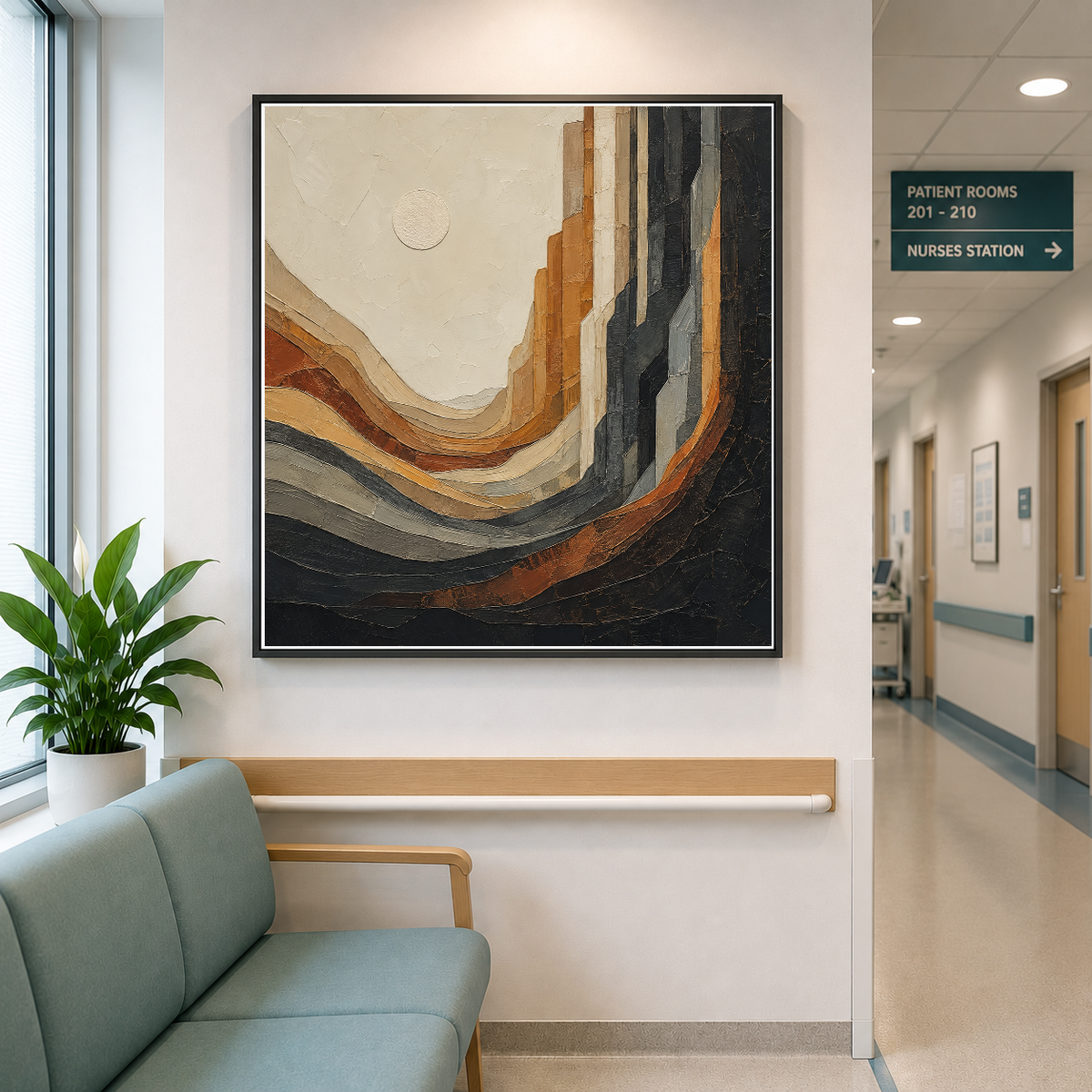 Layered Horizons: Earth & Sky – Layered earth tones whisper depth. – Framed Metal Poster - Artofied