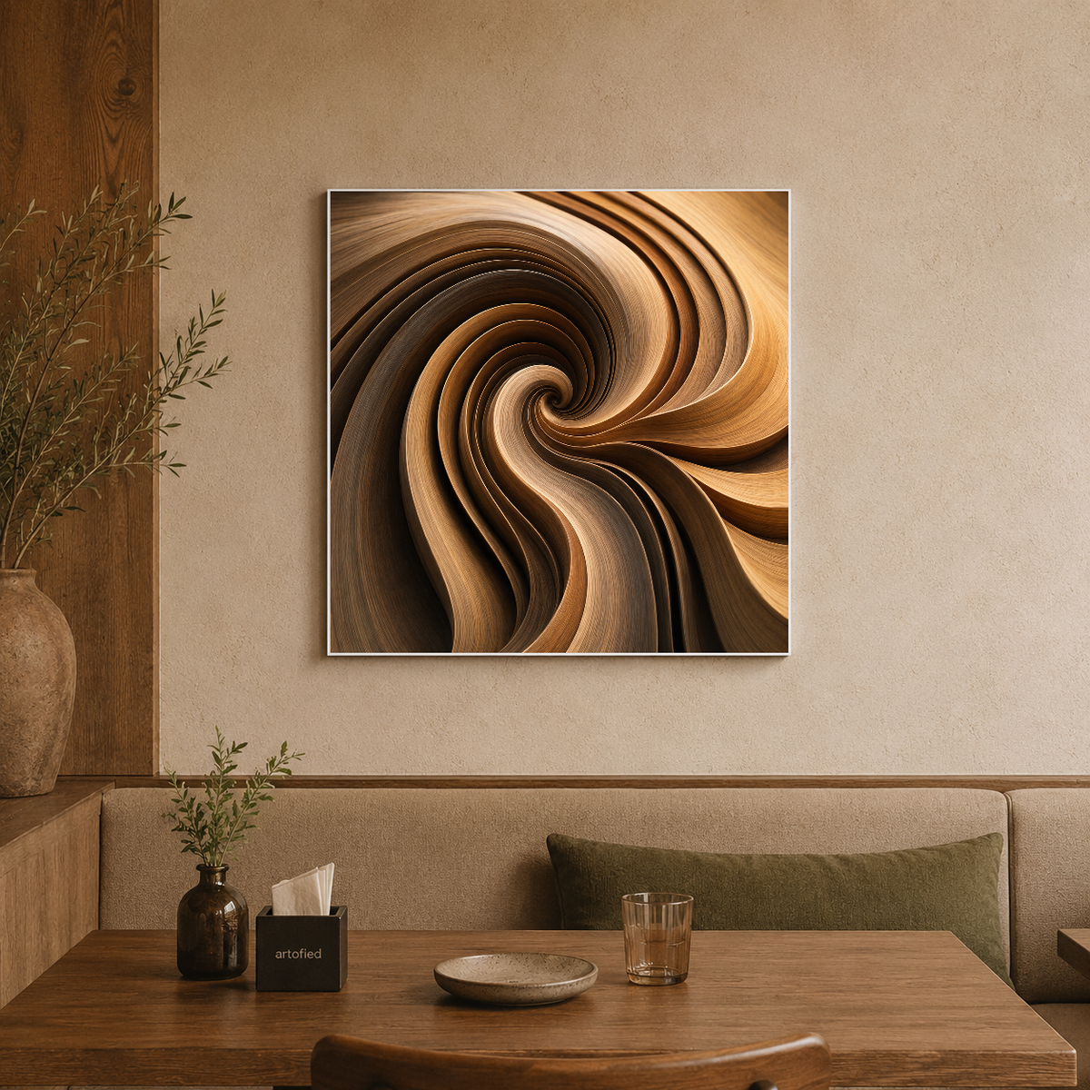 Liquid Amber Spiral – Burnished gold swirling into shadow – Premium Metal Poster - Artofied