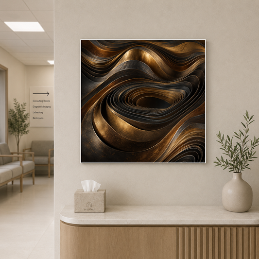 Liquid Gold: Waves of Motion – Bronze and gold cascade in sculptural waves – Premium Metal Poster - Artofied