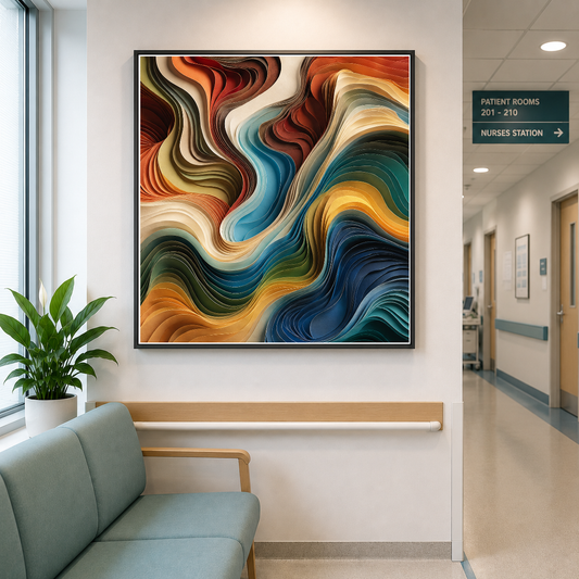 Liquid Motion: Waves of Reverie – Burnt orange swirls through teal depths – Framed Metal Poster - Artofied