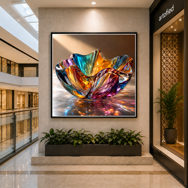 Glass Vessel in Light – Framed Metal Wall Art