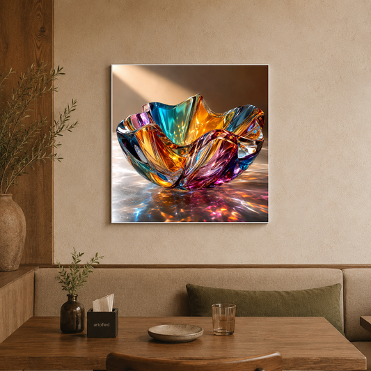 Luminous Crystal Light Symphony – Light bends through jeweled glass – Premium Metal Poster - Artofied