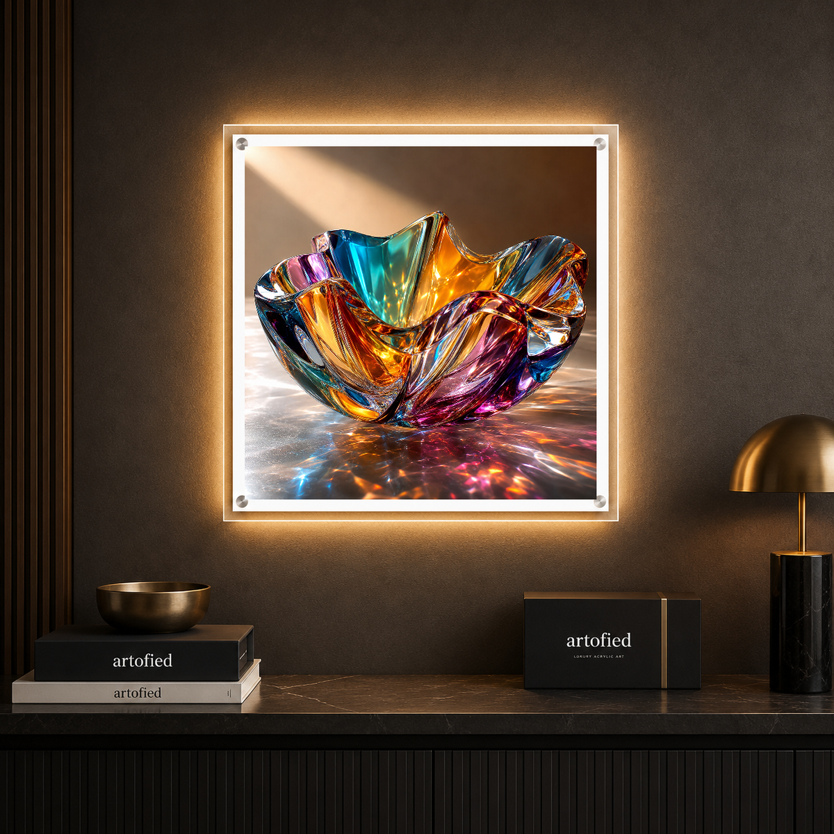 Luminous Crystal Light Symphony – Light bends through jeweled glass – Photo Frame Wall Lamp - Artofied