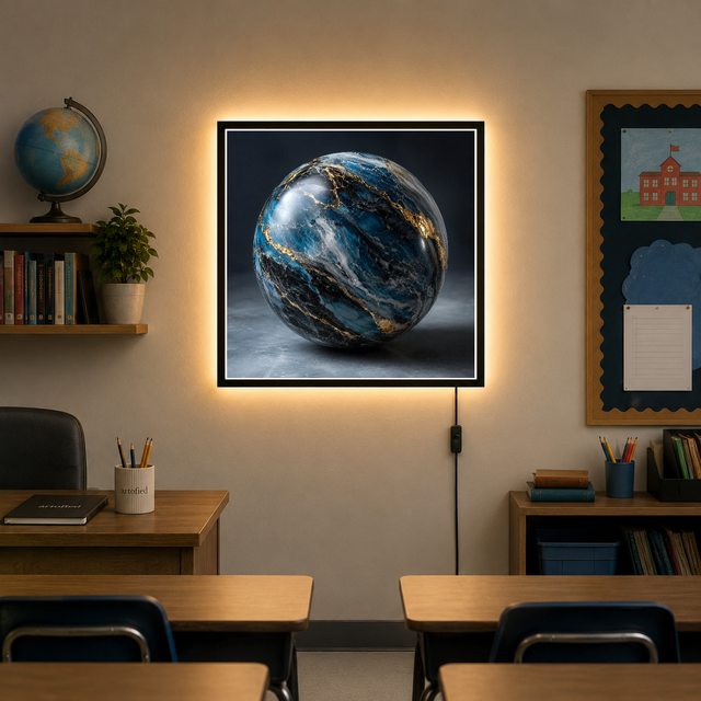 Luminous Earth Sphere – Acrylic LED Wall Art