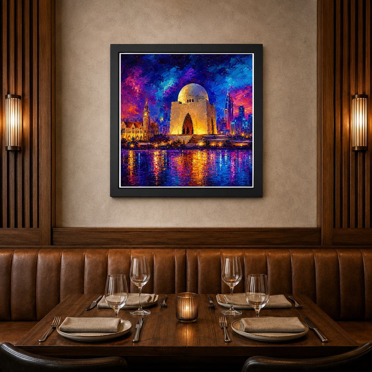 Mausoleum by Starlight – Sacred geometry meets cosmic reverie – Framed Metal Poster - Artofied