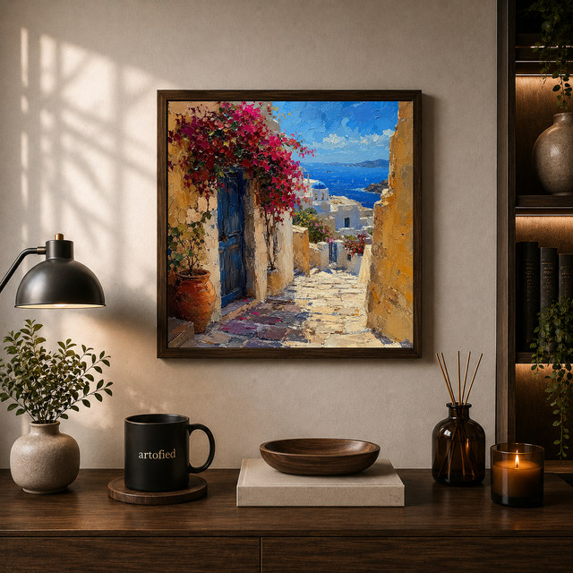 Alley to the Sea – Framed Metal Wall Art