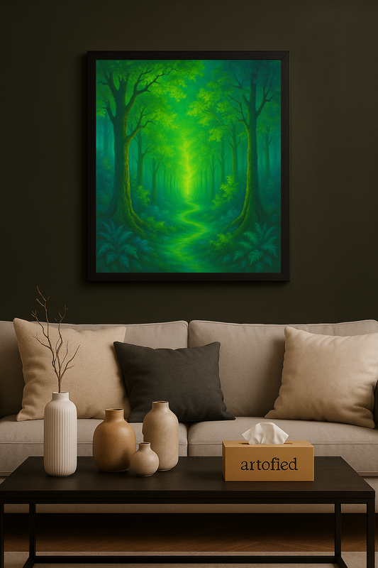Echoes of Neon – Soft Lines, Long Afterglow – Framed Metal Wall Art