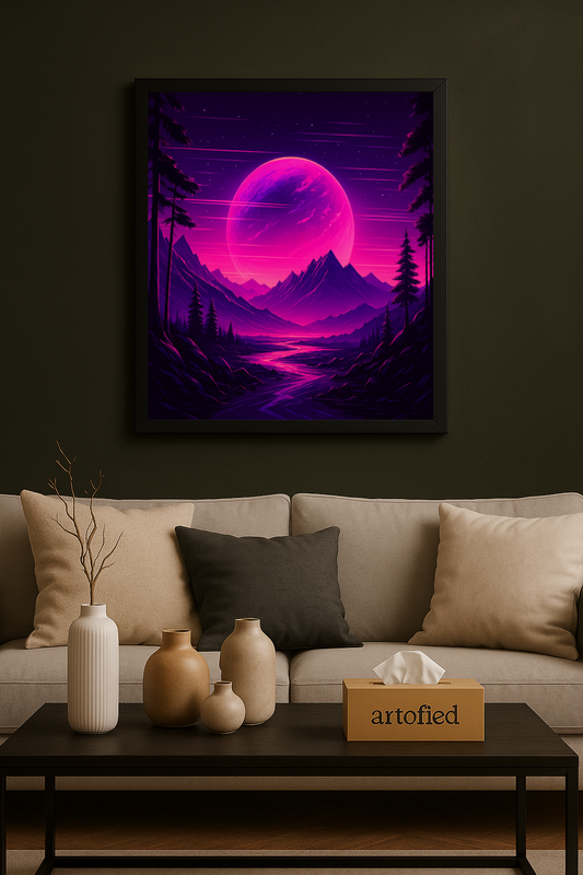 Violet Eclipse — A Window Into the Unusual Calm – Framed Metal Wall Art