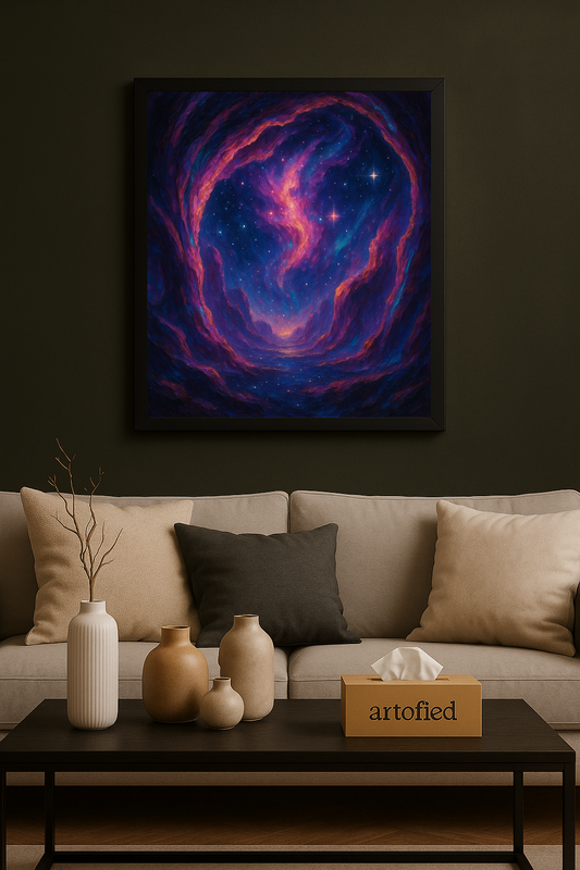 Dawn Circuit – First Light in a Digital Dream – Framed Metal Wall Art