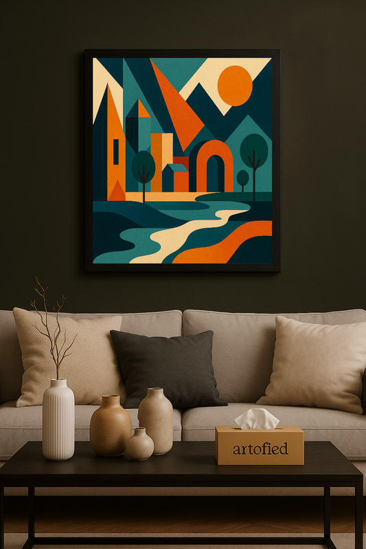 Celestial Shoreline – Where Night Meets Water – Framed Metal Wall Art