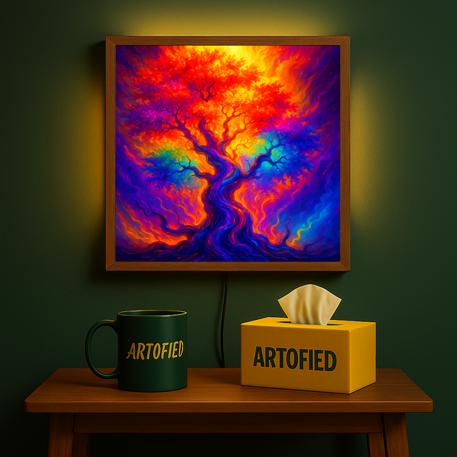 Midnight Grid – Order Inside the Chaos – Acrylic Glowing Frame