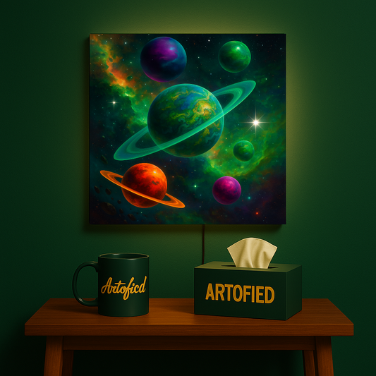 Emerald Nebula System – Cosmic Metal Poster Wall Art
