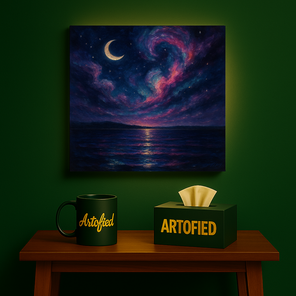 Silent Neon Forest – Stillness in Motion – Premium Metal Poster