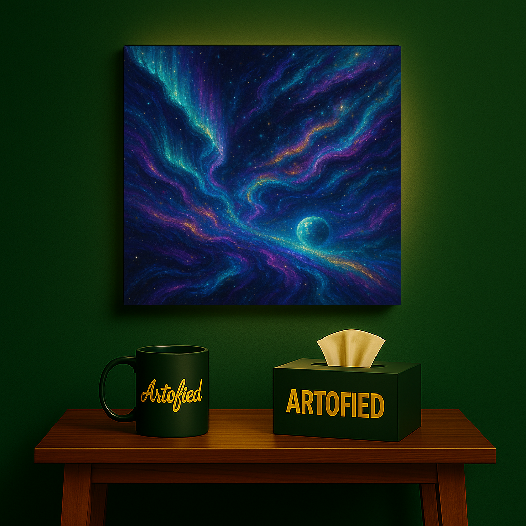 Emerald Nightfall – A Soft Storm of Color – Premium Metal Poster