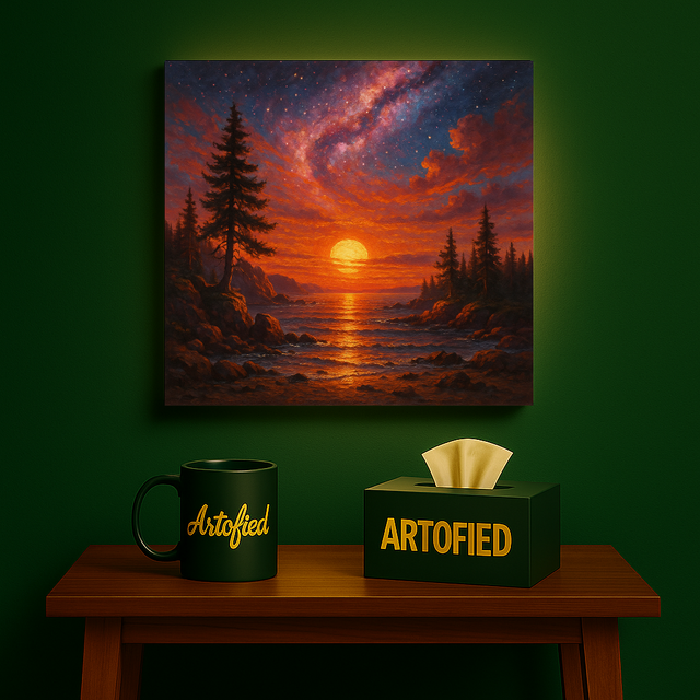 Sunset Ember Tree – Quiet Glow for Evening Walls – Premium Metal Poster