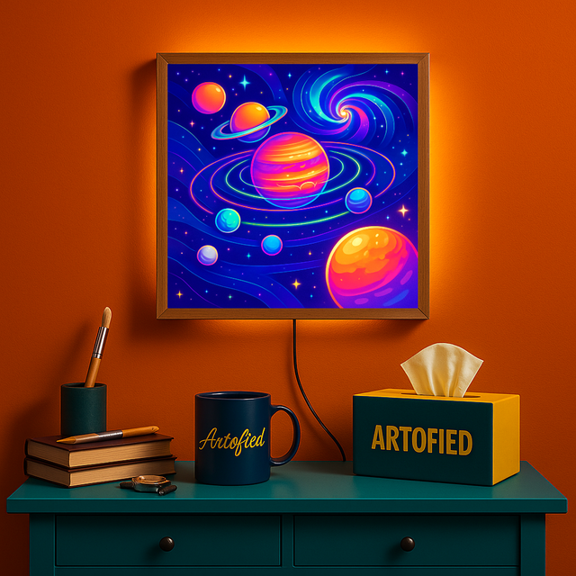 Ember & Cyan – Acrylic LED Wall Art