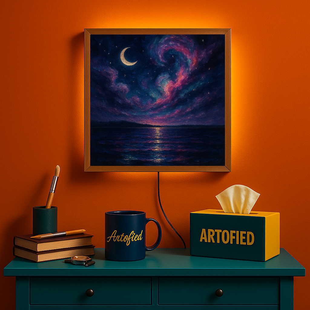 Silent Neon Forest – Stillness in Motion – Acrylic Glowing Frame