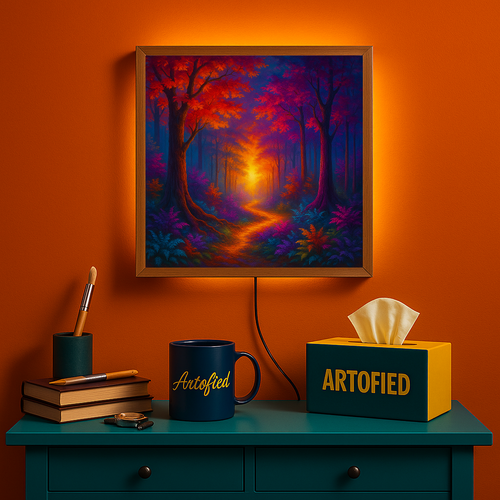Midnight Mosaic – Fragments of Light in Stillness – Acrylic Glowing Frame