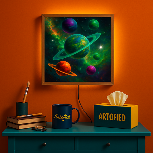 Verdant Orbit – Acrylic LED Glowing Frame Wall Art