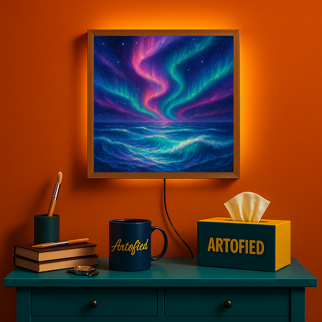 Crimson Skyline – City of Quiet Energy – Acrylic Glowing Frame