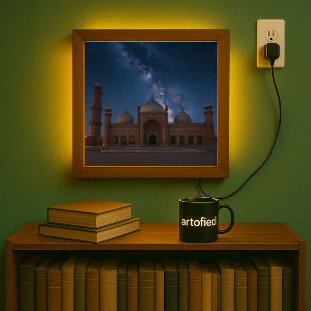 Mosque Under the Galaxy – Starlit Mughal LED Wall Lamp Art