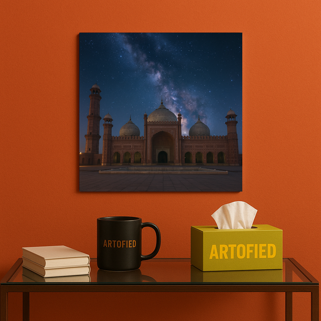 Milky Way Over the Minarets – Starlit Mughal Metal Poster Wall Art
