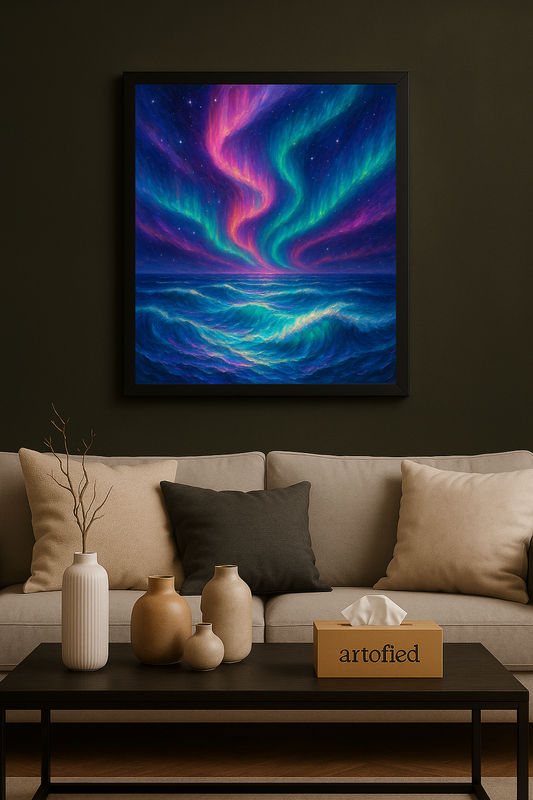 Crimson Skyline – City of Quiet Energy – Framed Metal Wall Art