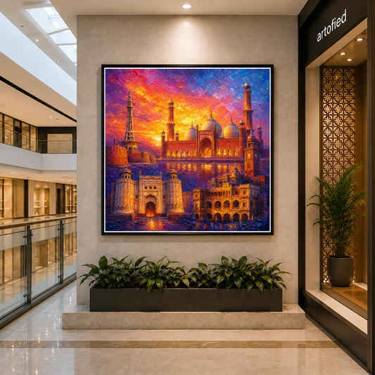 Sacred Cities at Golden Hour – Monuments glowing in molten gold – Framed Metal Poster - Artofied