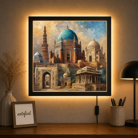 Timeless Architectural Heritage Composition – Warm light on ancient stone and tile – Photo Frame Wall Lamp - Artofied