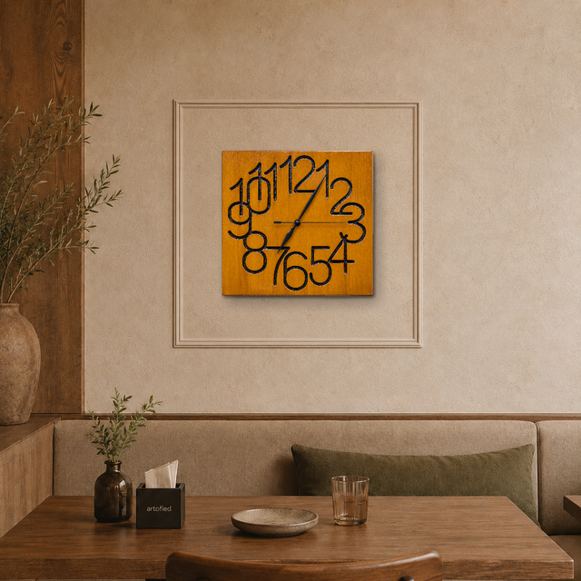 Tumbling Numbers Square – Wooden Wall Clock