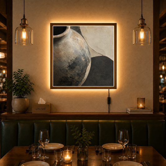 Weathered Vessel in Stillness – Patina speaks louder than perfection – Acrylic Glowing Frame - Artofied