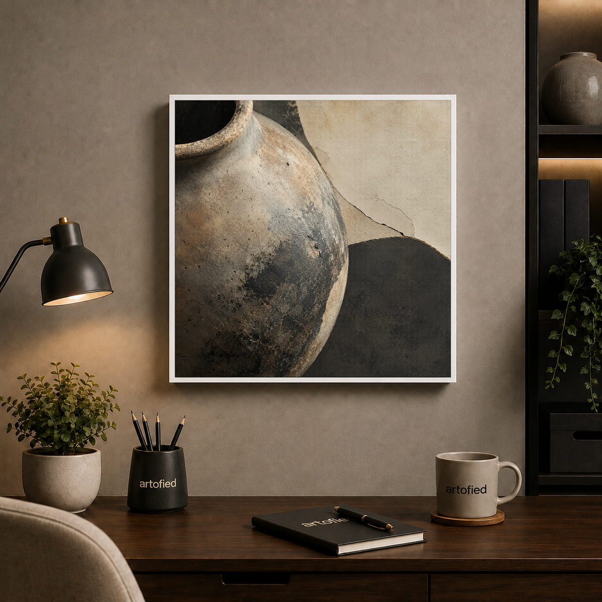 Weathered Vessel in Stillness – Patina speaks louder than perfection – Framed Metal Poster - Artofied